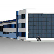 Предварительный эскиз проекта промышленного здания производственно-административного комплекса индустриального парка.